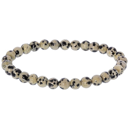 Dalmatian Jasper Gemstone Bead Unisex Stretch Bracelet - Gem Avenue