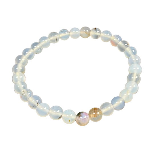 6mm Agate Gemstone Round Bead Unisex Stretch Bracelet - Gem Avenue