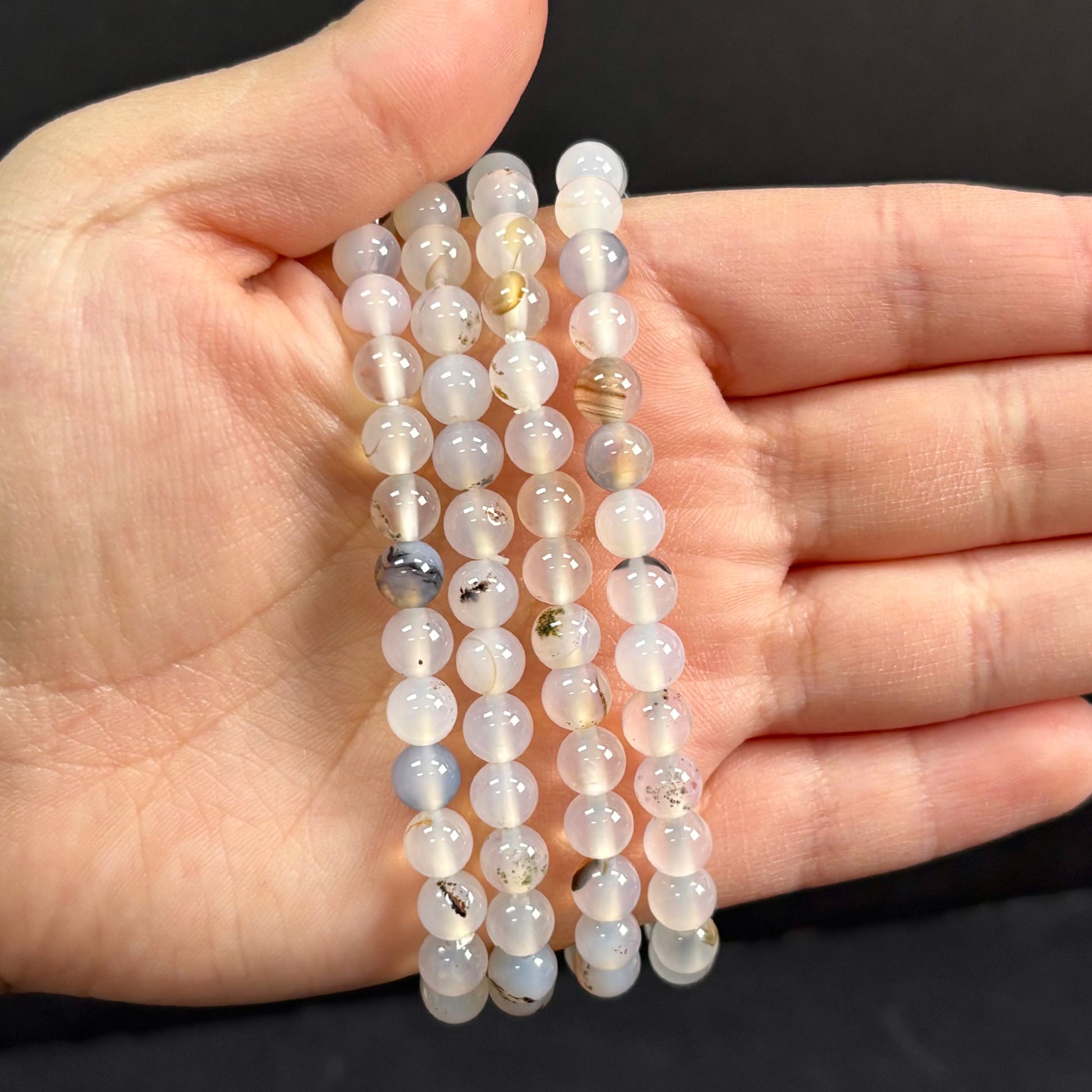 6mm Agate Gemstone Round Bead Unisex Stretch Bracelet - Gem Avenue