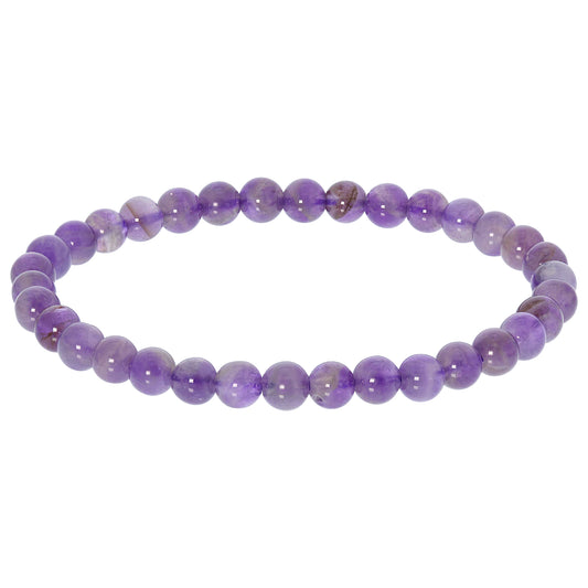 Natural Amethyst Gemstone Bead Handmade Stretch Unisex Bracelet - Gem Avenue