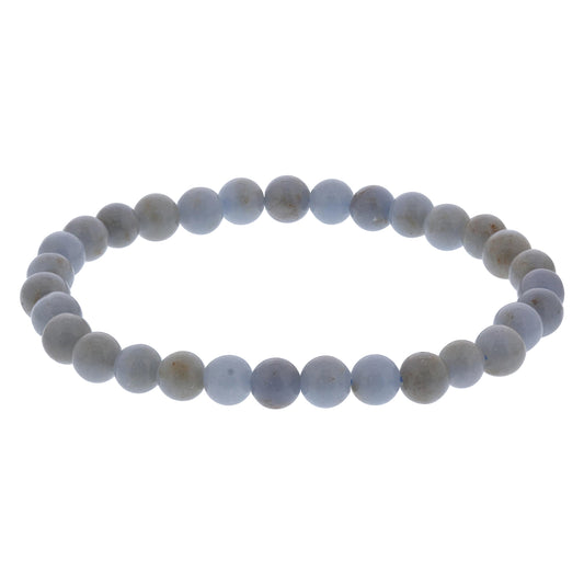 Angelite Gemstone Bead Unisex Stretch Bracelet - Gem Avenue