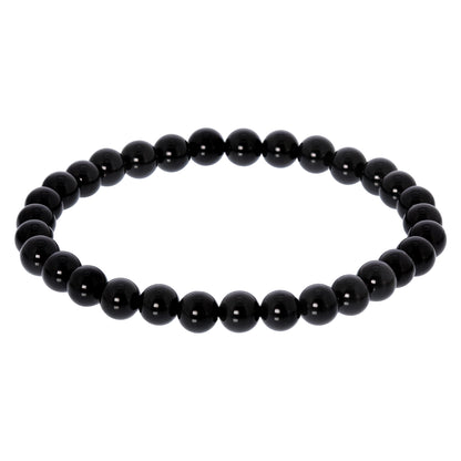 Black Onyx Gemstone Bead Unisex Stretch Bracelet - Gem Avenue