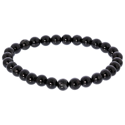 Black Tourmaline Gemstone Bead Unisex Stretch Bracelet - Gem Avenue
