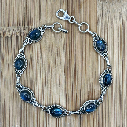 925 Sterling Silver Labradorite Gemstone Bracelet - Gem Avenue Retail