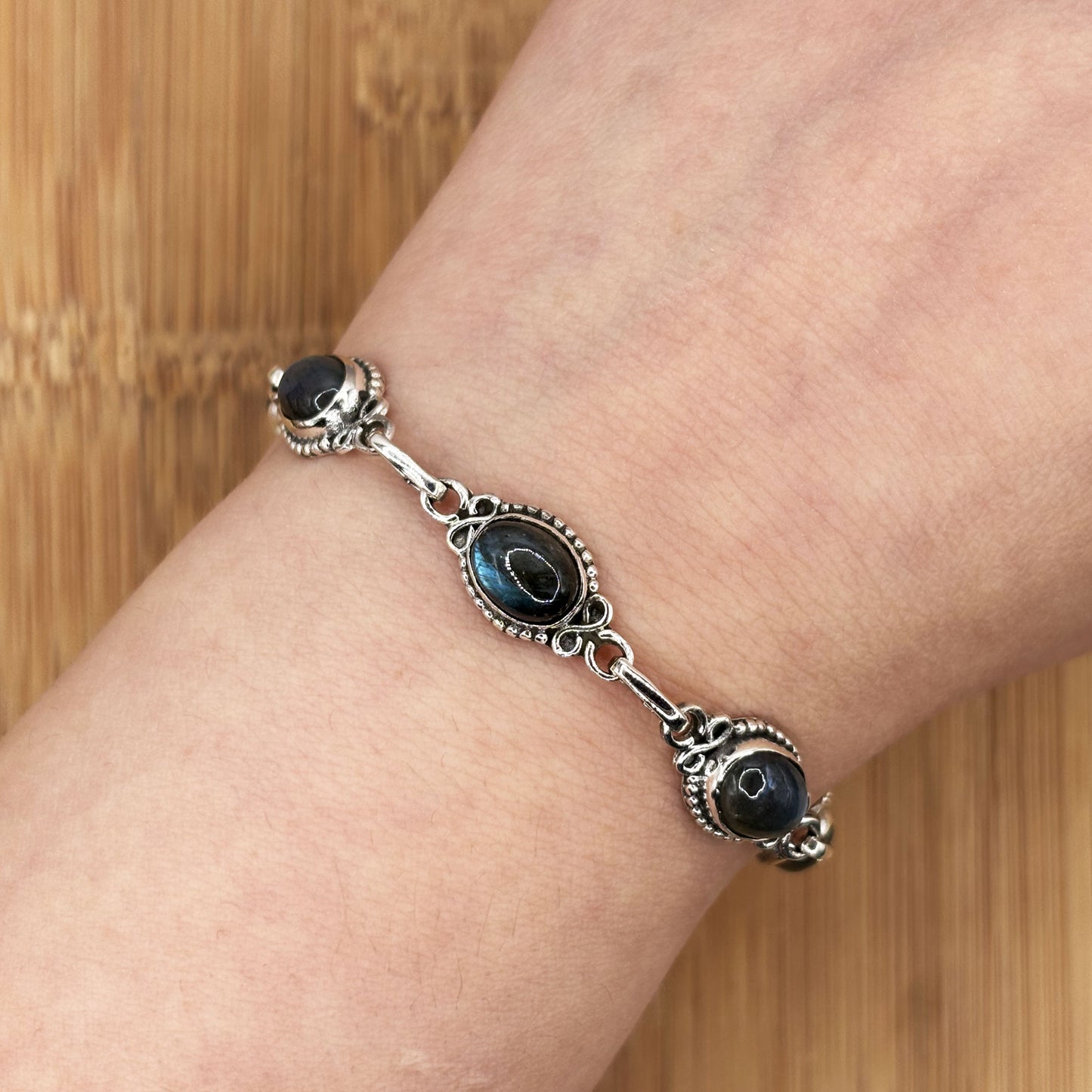 925 Sterling Silver Labradorite Gemstone Bracelet - Gem Avenue Retail