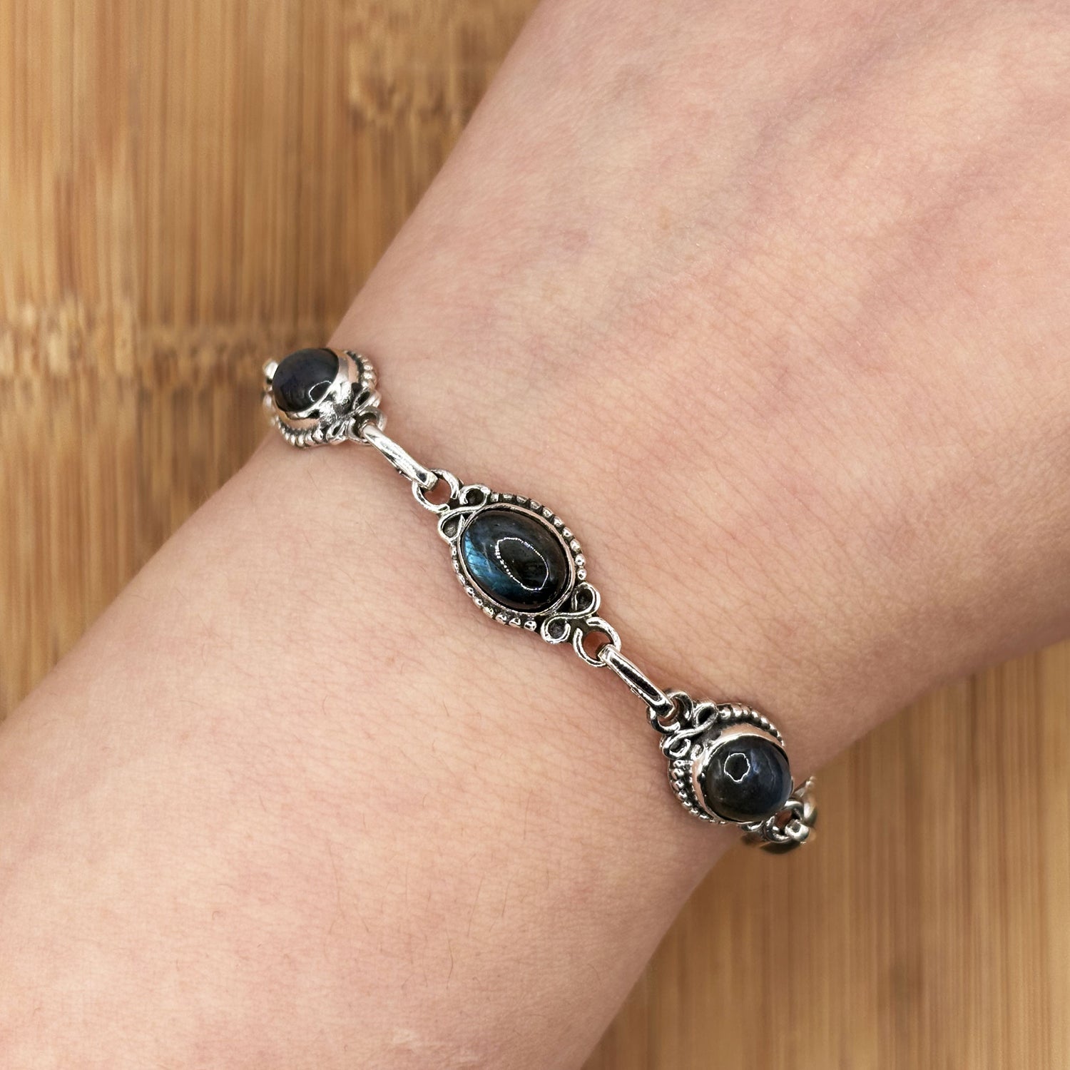 925 Sterling Silver Labradorite Gemstone Bracelet - Gem Avenue Retail