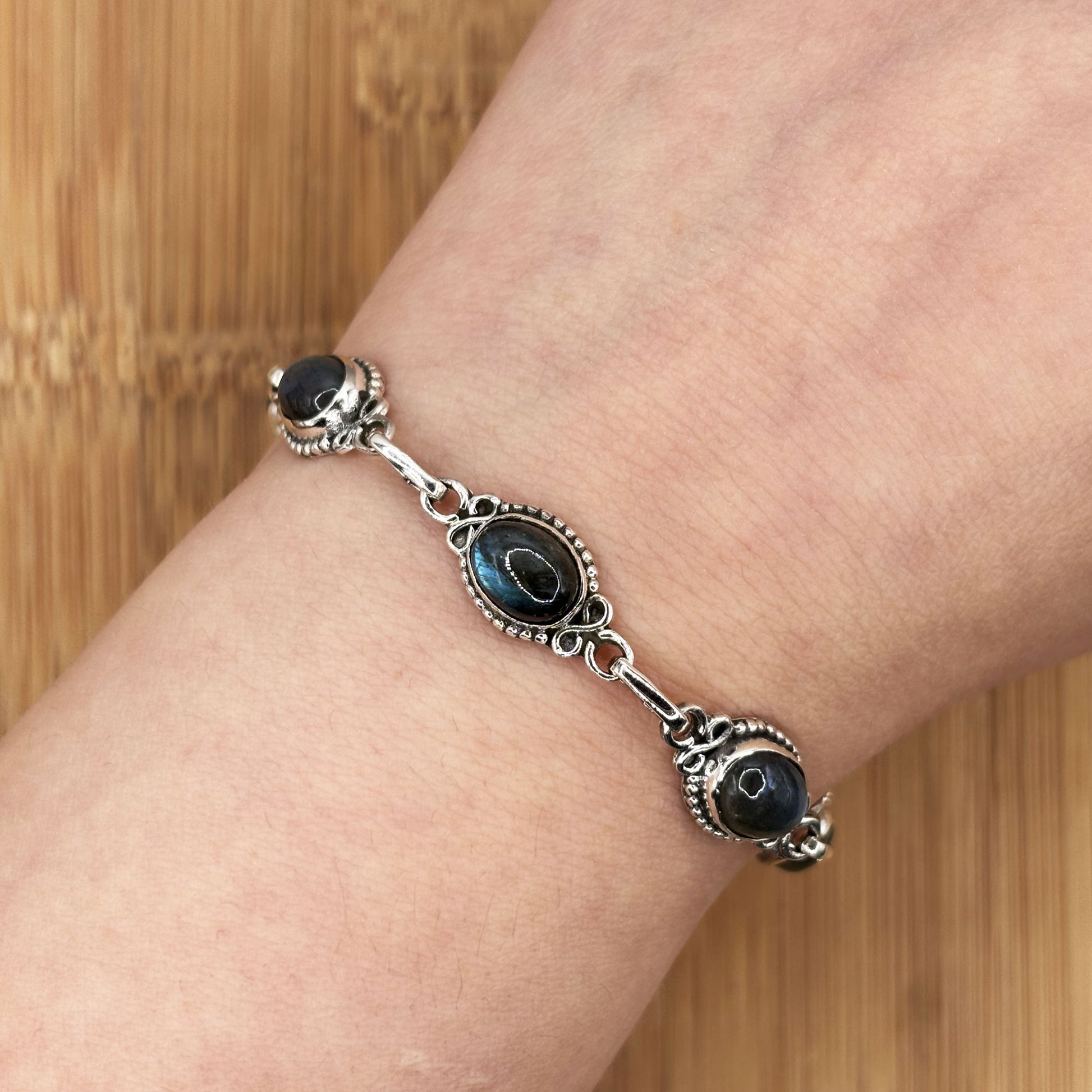 925 Sterling Silver Labradorite Gemstone Bracelet - Gem Avenue Retail