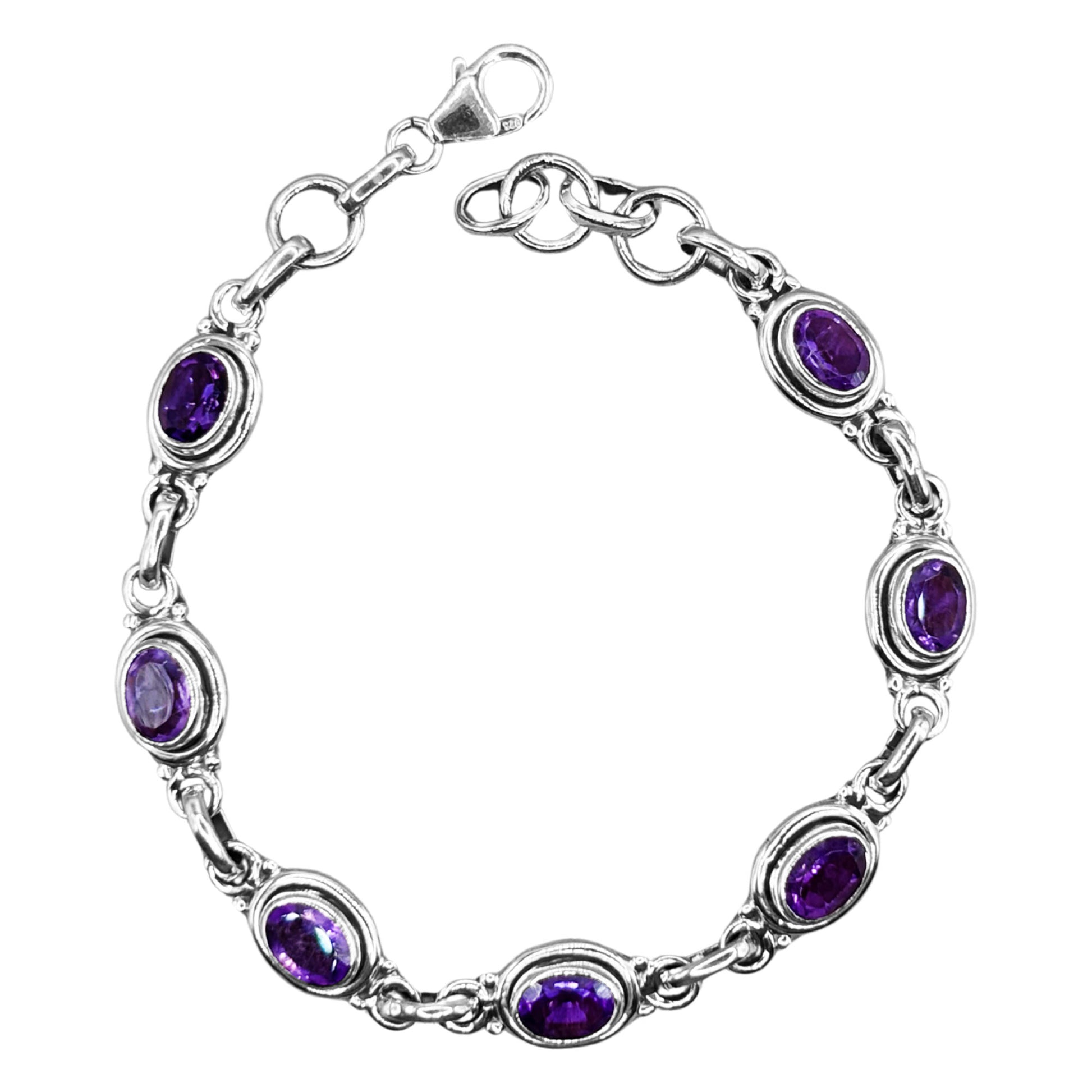 925 Sterling Silver Amethyst Gemstone Bracelet - Gem Avenue Retail