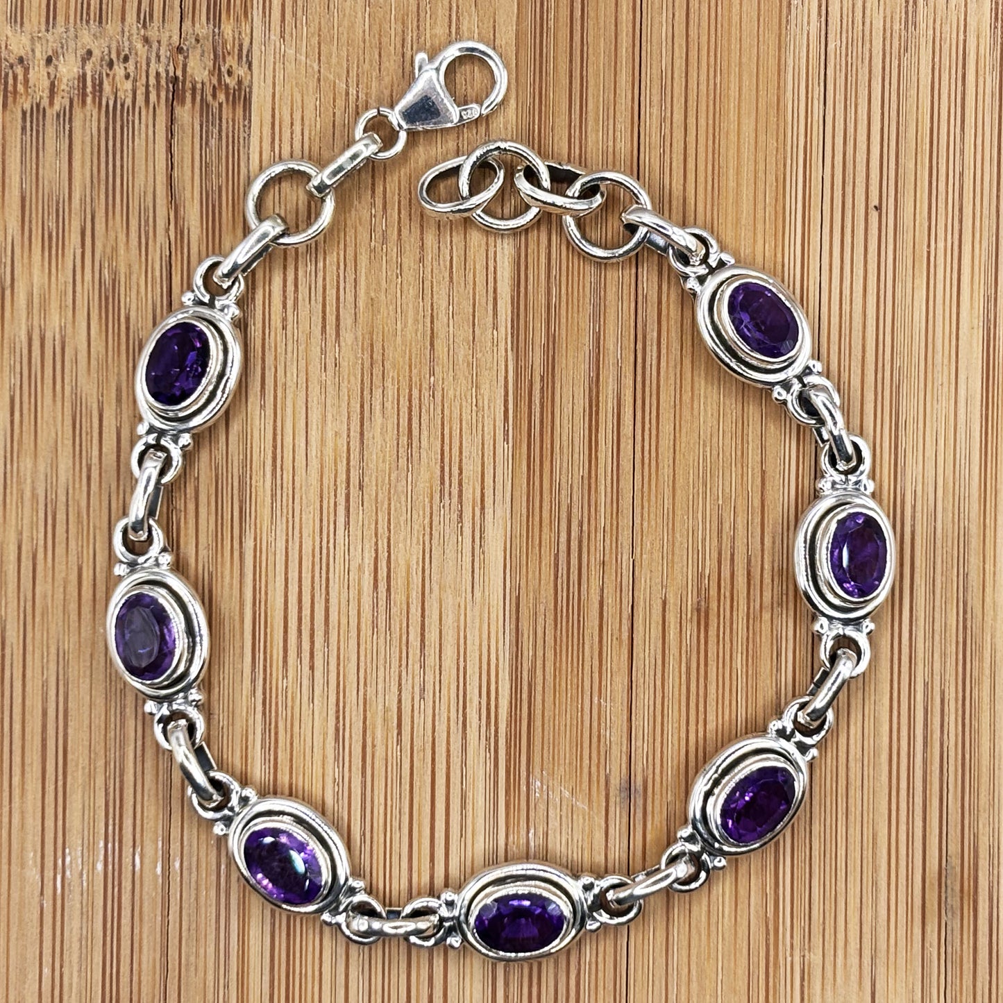 925 Sterling Silver Amethyst Gemstone Bracelet - Gem Avenue Retail