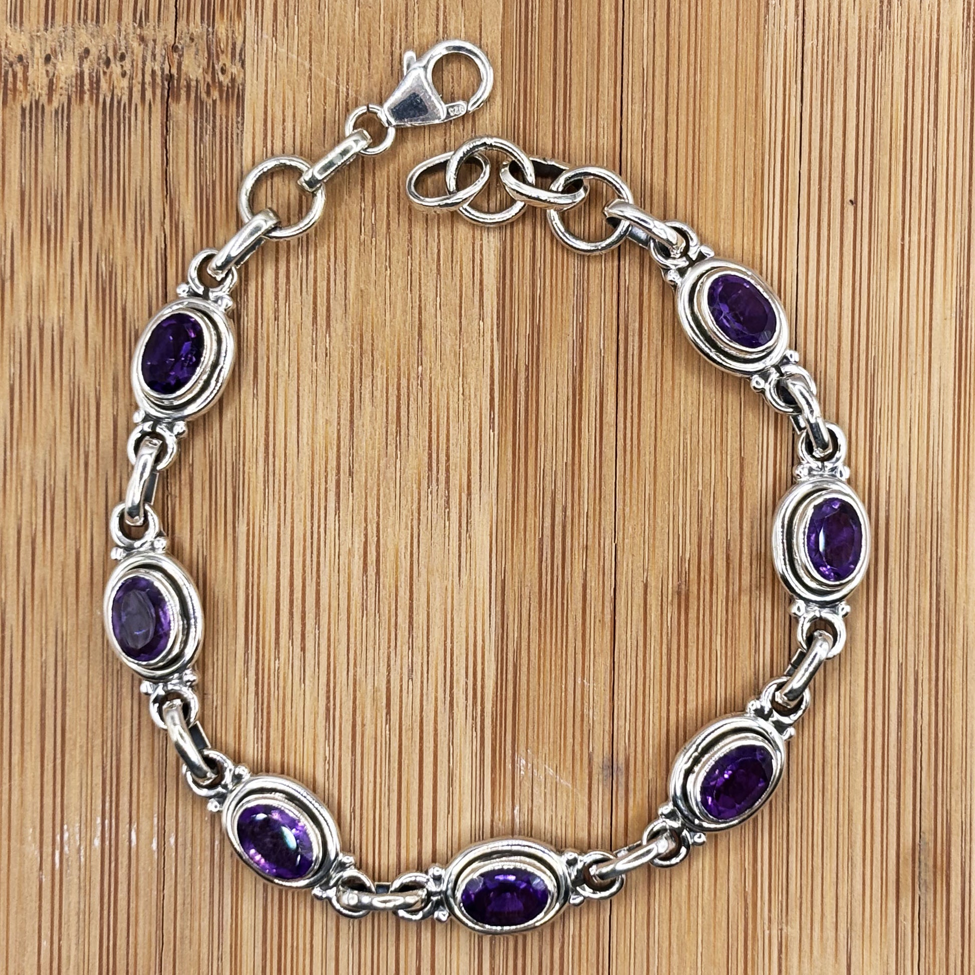 925 Sterling Silver Amethyst Gemstone Bracelet - Gem Avenue Retail
