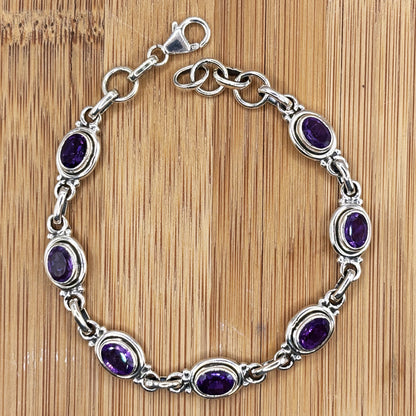925 Sterling Silver Amethyst Gemstone Bracelet - Gem Avenue Retail