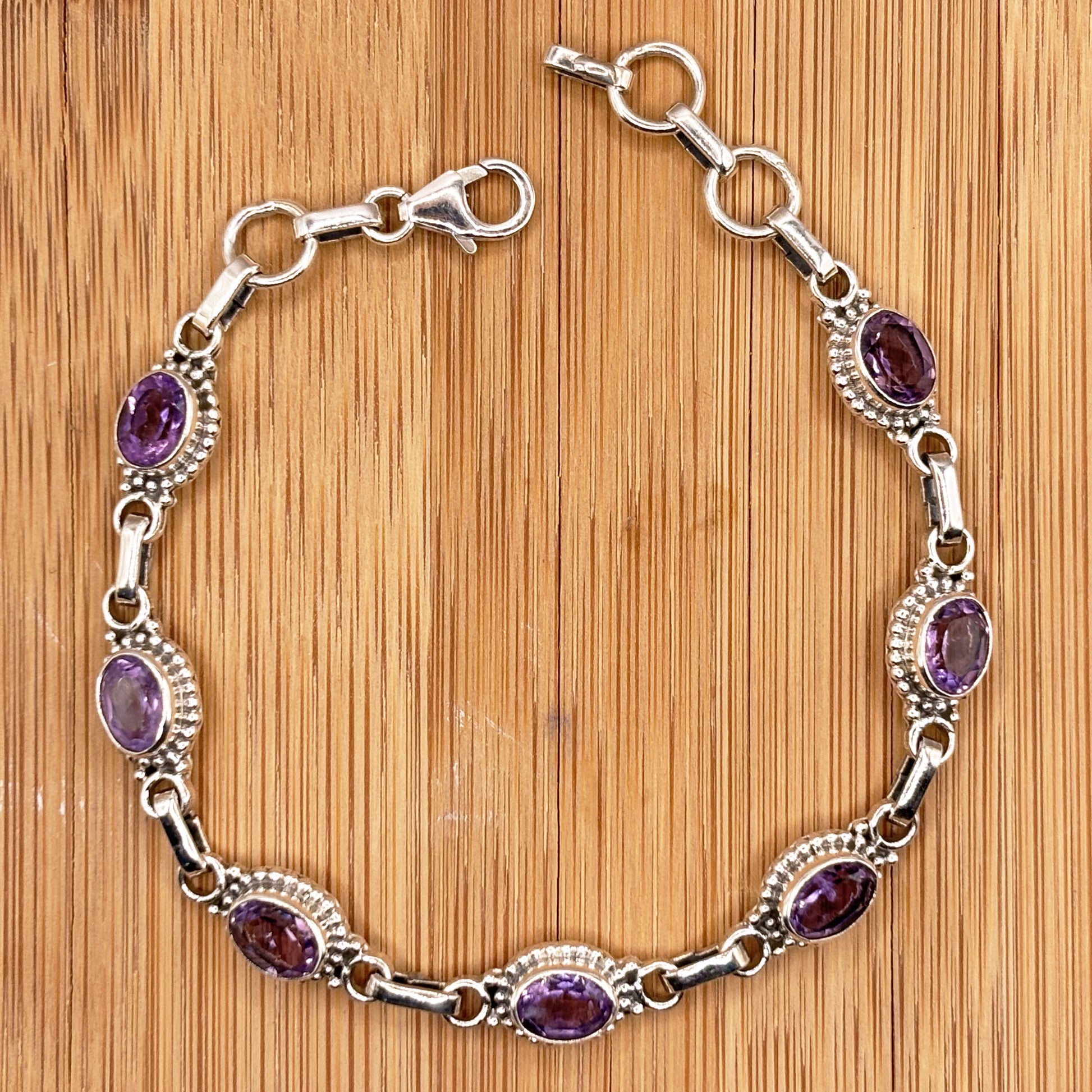 925 Sterling Silver Amethyst Gemstone Bracelet - Gem Avenue Retail