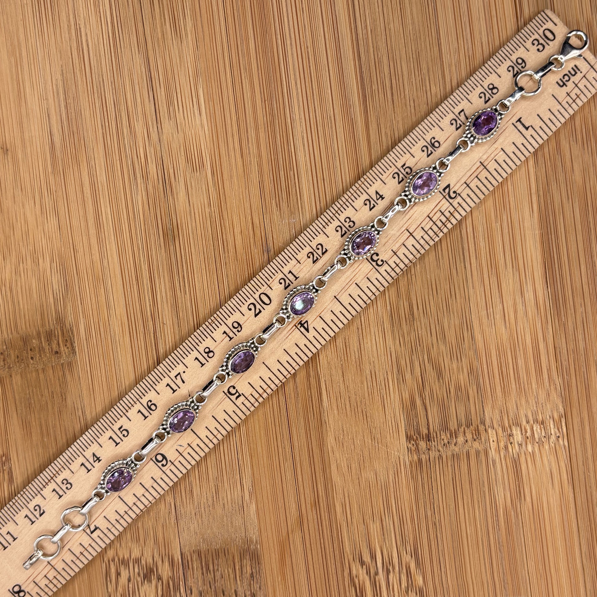 925 Sterling Silver Amethyst Gemstone Bracelet - Gem Avenue Retail