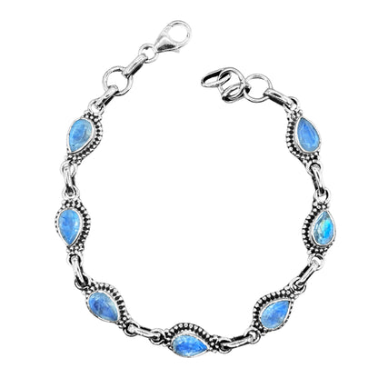 Rainbow Moonstone Sterling Silver Gemstone Bracelet - Gem Avenue Retail