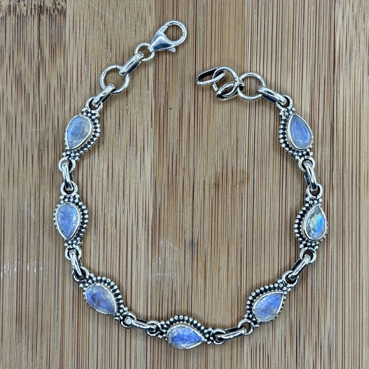 Rainbow Moonstone Sterling Silver Gemstone Bracelet - Gem Avenue Retail