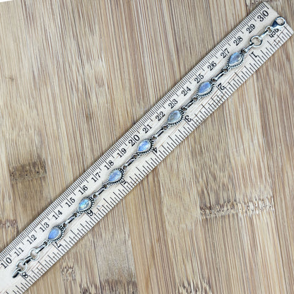 Rainbow Moonstone Sterling Silver Gemstone Bracelet - Gem Avenue Retail