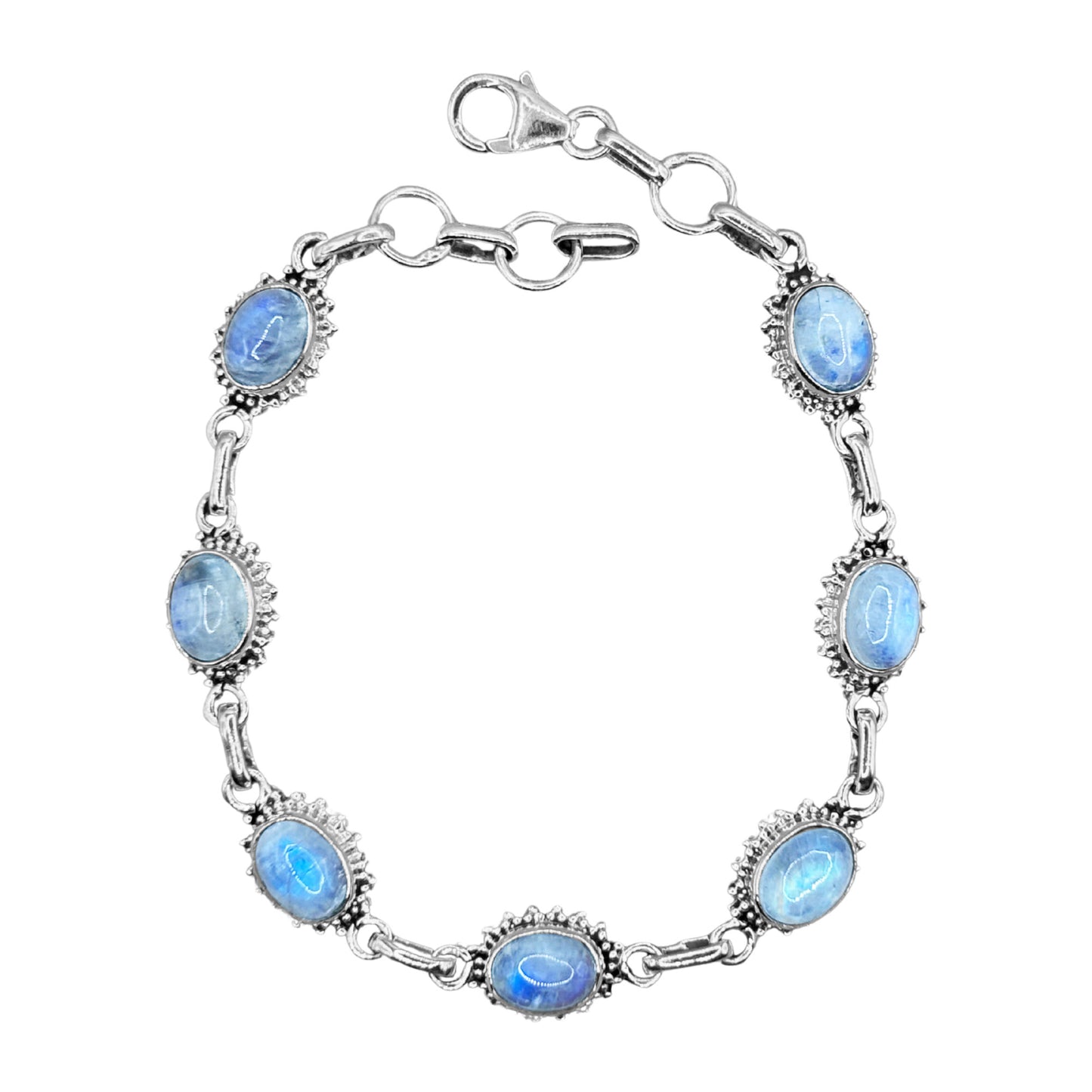 Rainbow Moonstone Sterling Silver Gemstone Bracelet - Gem Avenue Retail