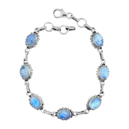 Rainbow Moonstone Sterling Silver Gemstone Bracelet - Gem Avenue Retail