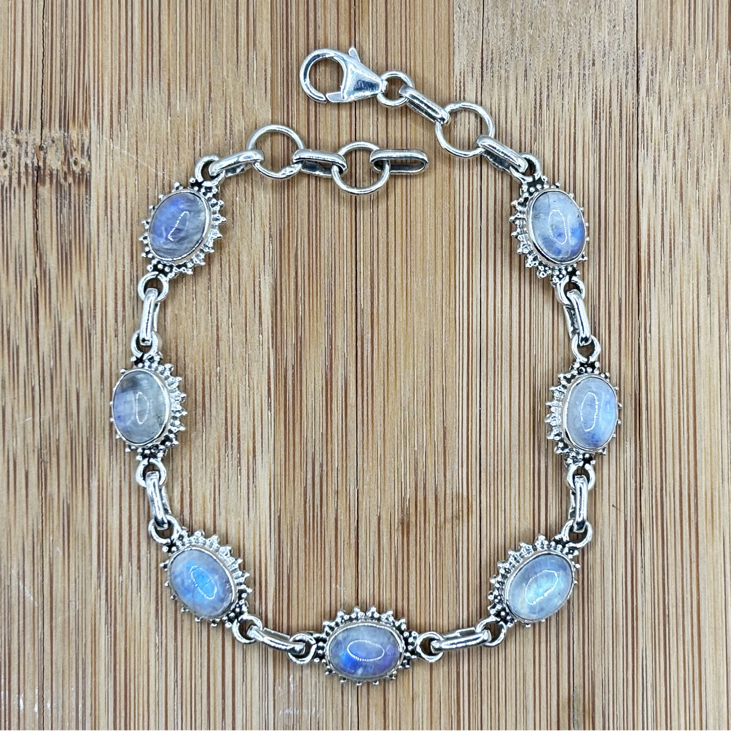 Rainbow Moonstone Sterling Silver Gemstone Bracelet - Gem Avenue Retail