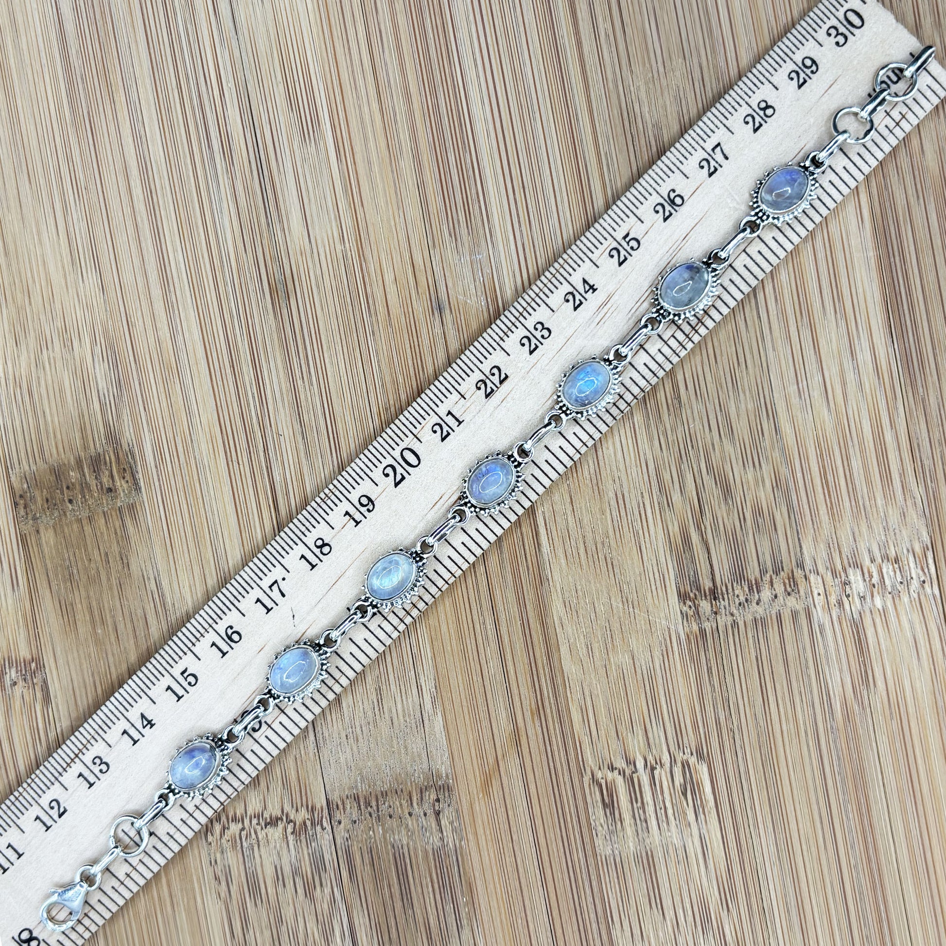 Rainbow Moonstone Sterling Silver Gemstone Bracelet - Gem Avenue Retail