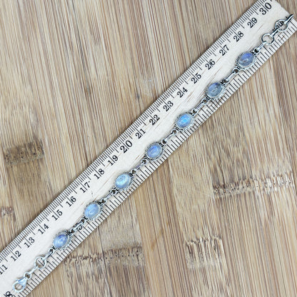 Rainbow Moonstone Sterling Silver Gemstone Bracelet - Gem Avenue Retail