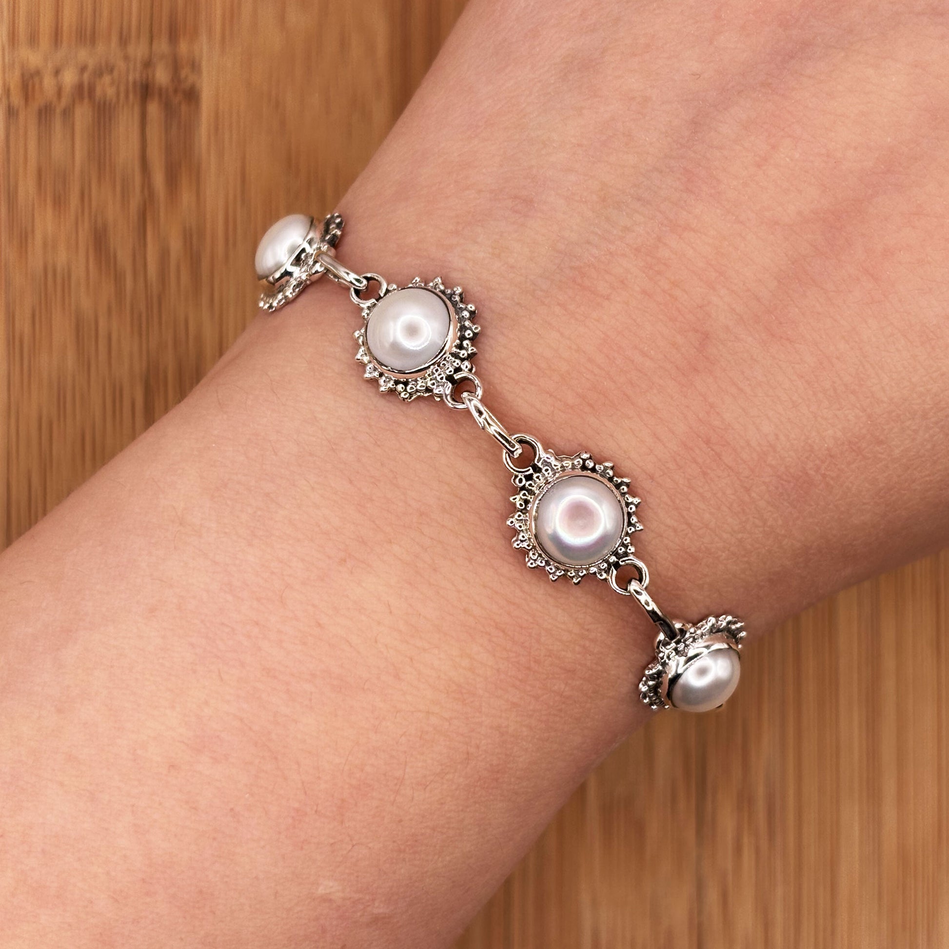 925 Sterling Silver Pearl Bracelet - Gem Avenue Retail 