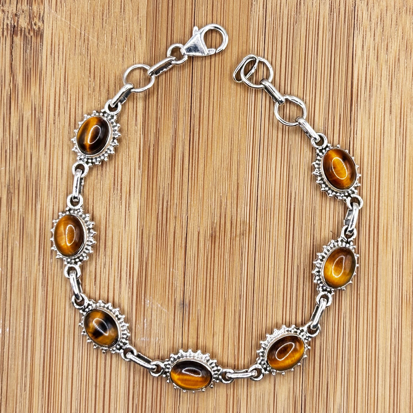 Sterling Silver Tiger Eye Gemstone Bracelet - Gem Avenue Retail