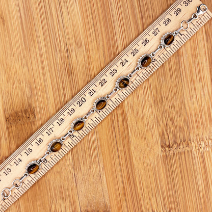 Sterling Silver Tiger Eye Gemstone Bracelet - Gem Avenue Retail