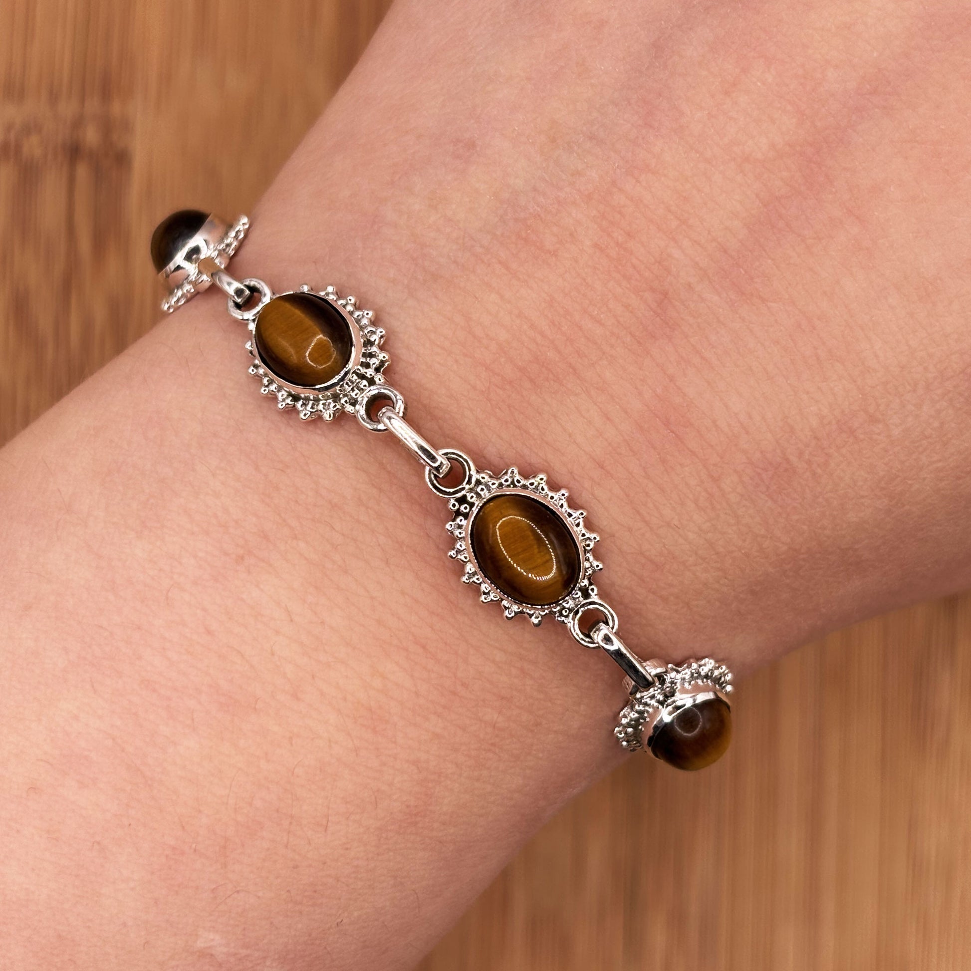 Sterling Silver Tiger Eye Gemstone Bracelet - Gem Avenue Retail