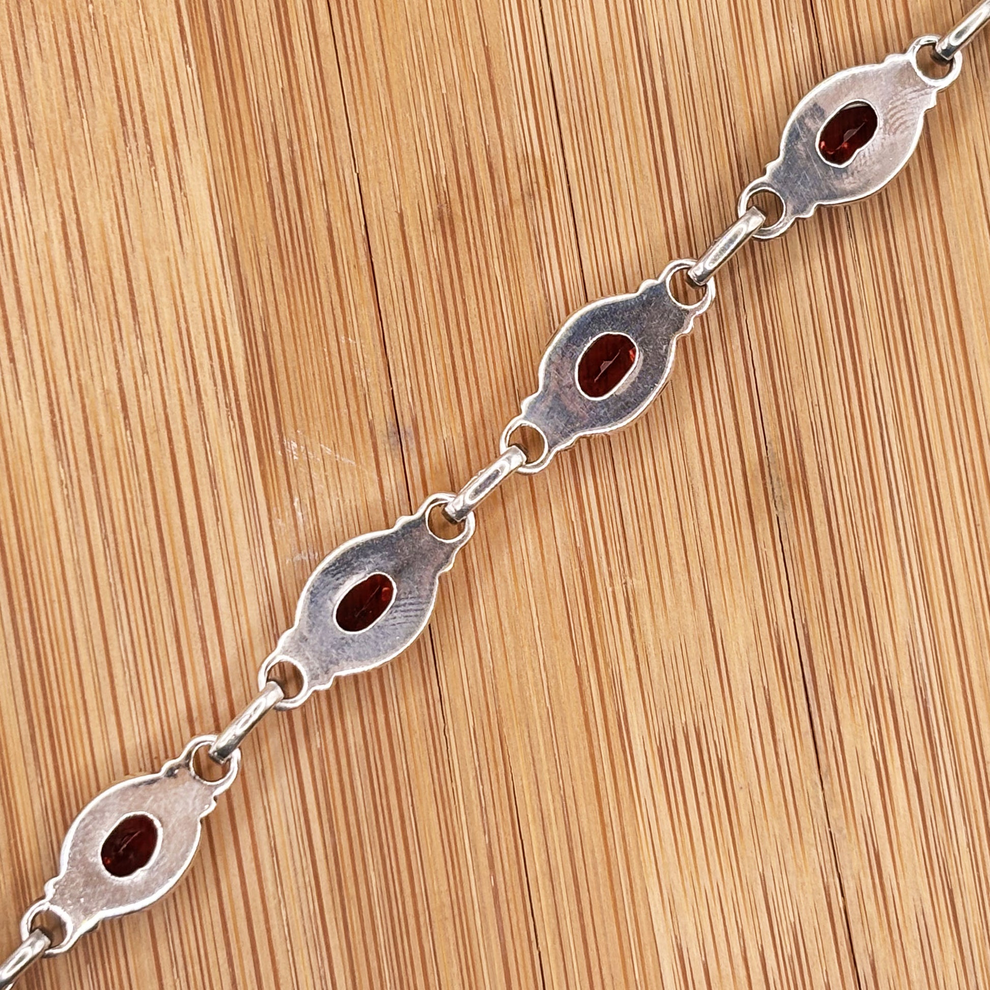 Garnet Gemstone Link Bracelet 925 Sterling Silver - Gem Avenue Retail