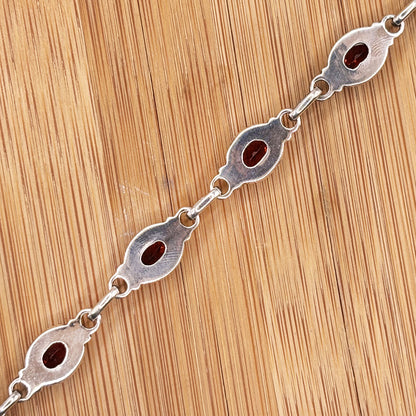 Garnet Gemstone Link Bracelet 925 Sterling Silver - Gem Avenue Retail