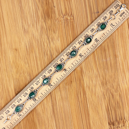 Emerald Gemstone Link Bracelet 925 Sterling Silver - Gem Avenue Retail