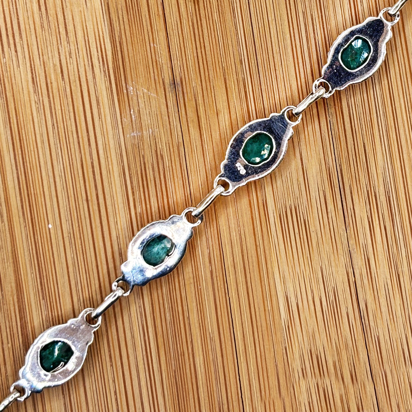 Emerald Gemstone Link Bracelet 925 Sterling Silver - Gem Avenue Retail