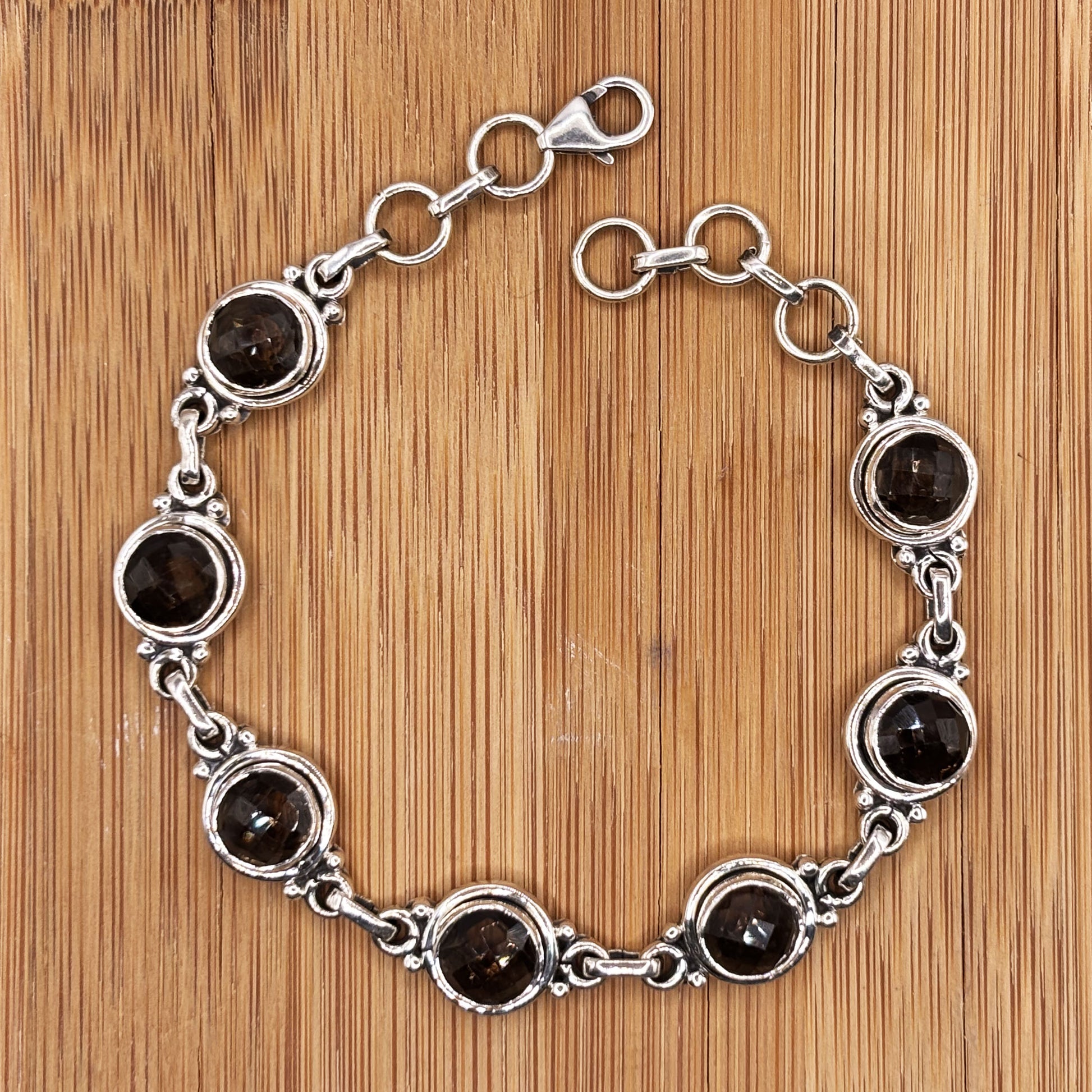 Sterling Silver Smoky Quartz Gemstone Bracelet - Gem Avenue Retail