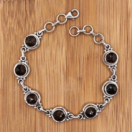 Sterling Silver Smoky Quartz Gemstone Bracelet - Gem Avenue Retail