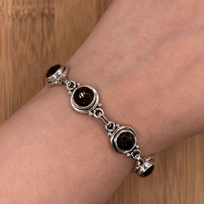 Sterling Silver Smoky Quartz Gemstone Bracelet - Gem Avenue Retail
