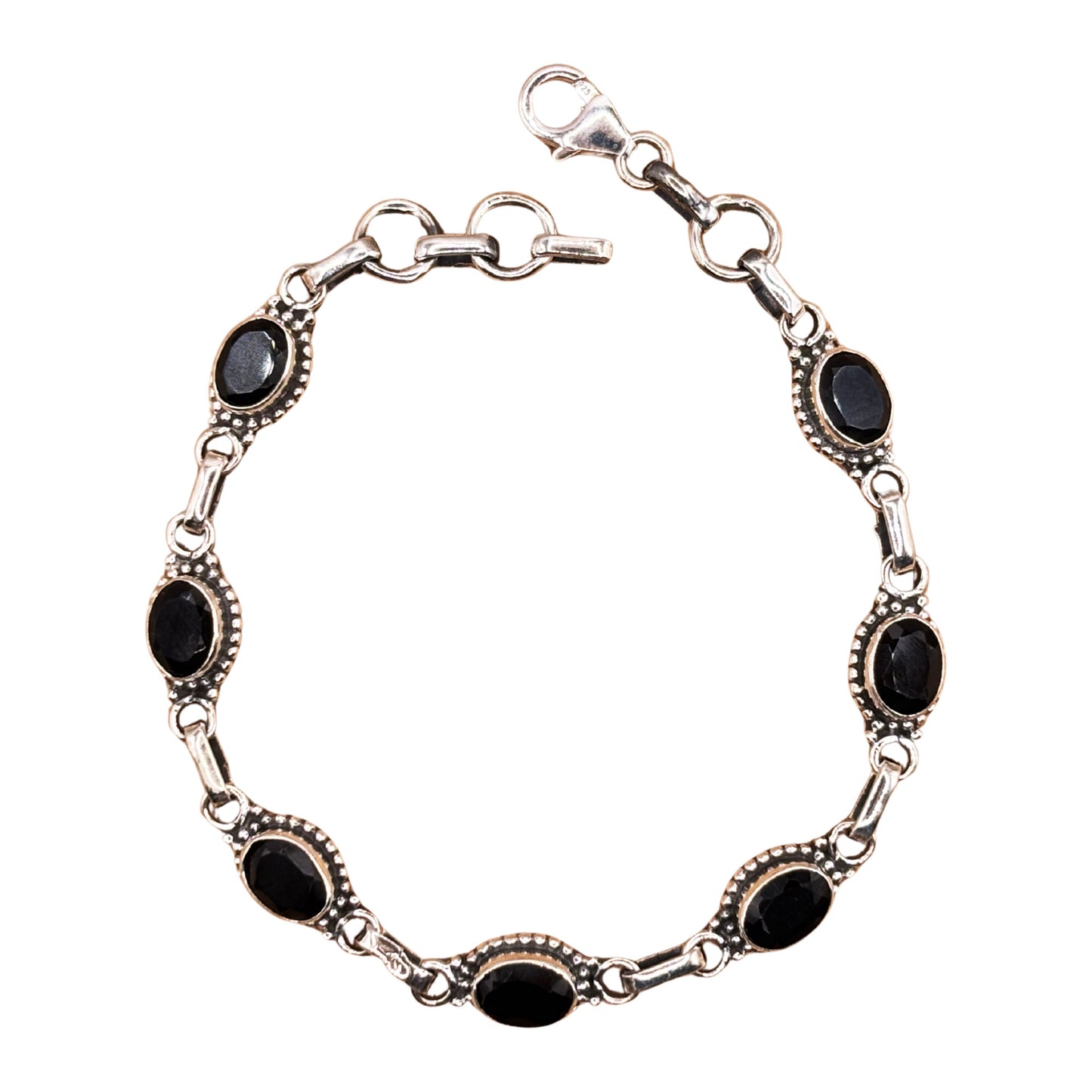 Sterling Silver Black Onyx Gemstone Bracelet - Gem Avenue Retail