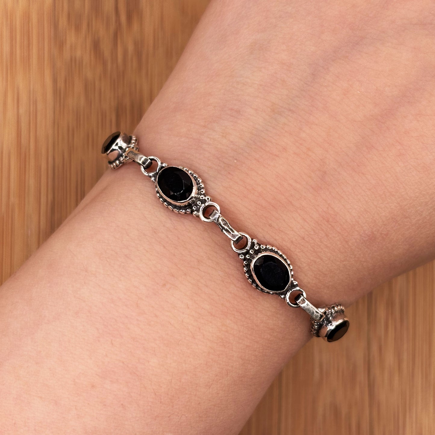 Sterling Silver Black Onyx Gemstone Bracelet - Gem Avenue Retail