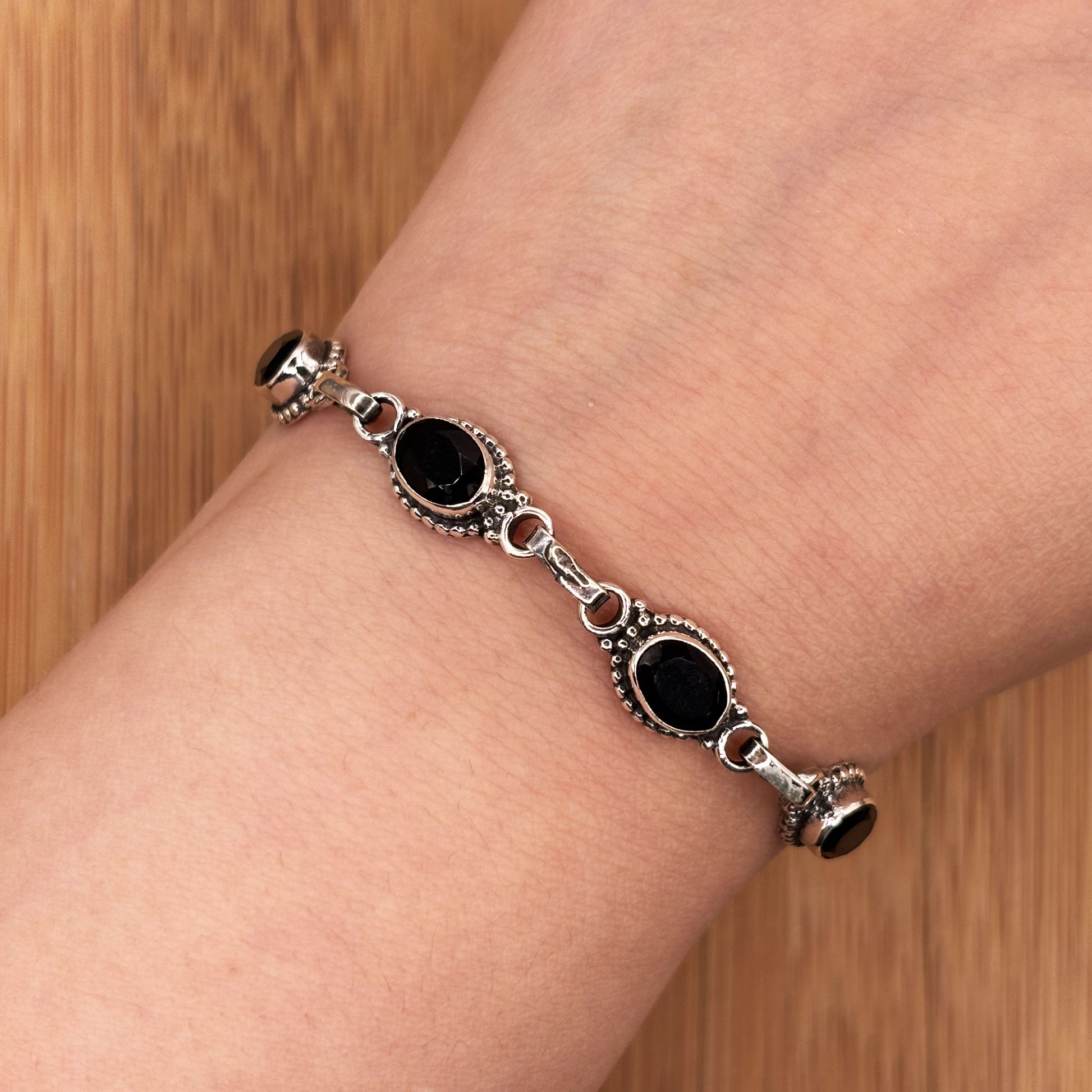 Sterling Silver Black Onyx Gemstone Bracelet - Gem Avenue Retail