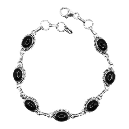 925 Sterling Silver Black Onyx Gemstone Bracelet - Gem Avenue Retail