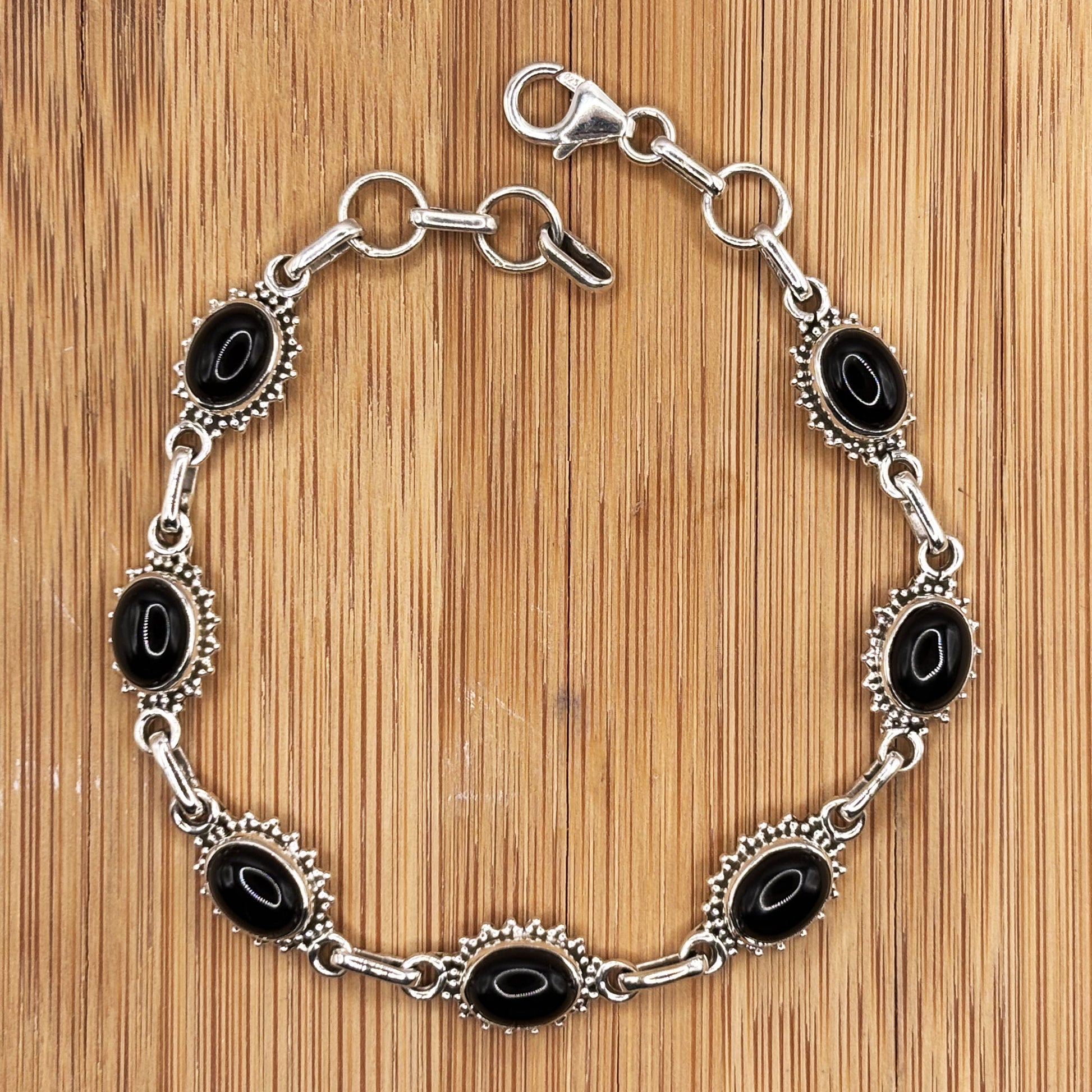 925 Sterling Silver Black Onyx Gemstone Bracelet - Gem Avenue Retail