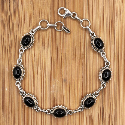 925 Sterling Silver Black Onyx Gemstone Bracelet - Gem Avenue Retail