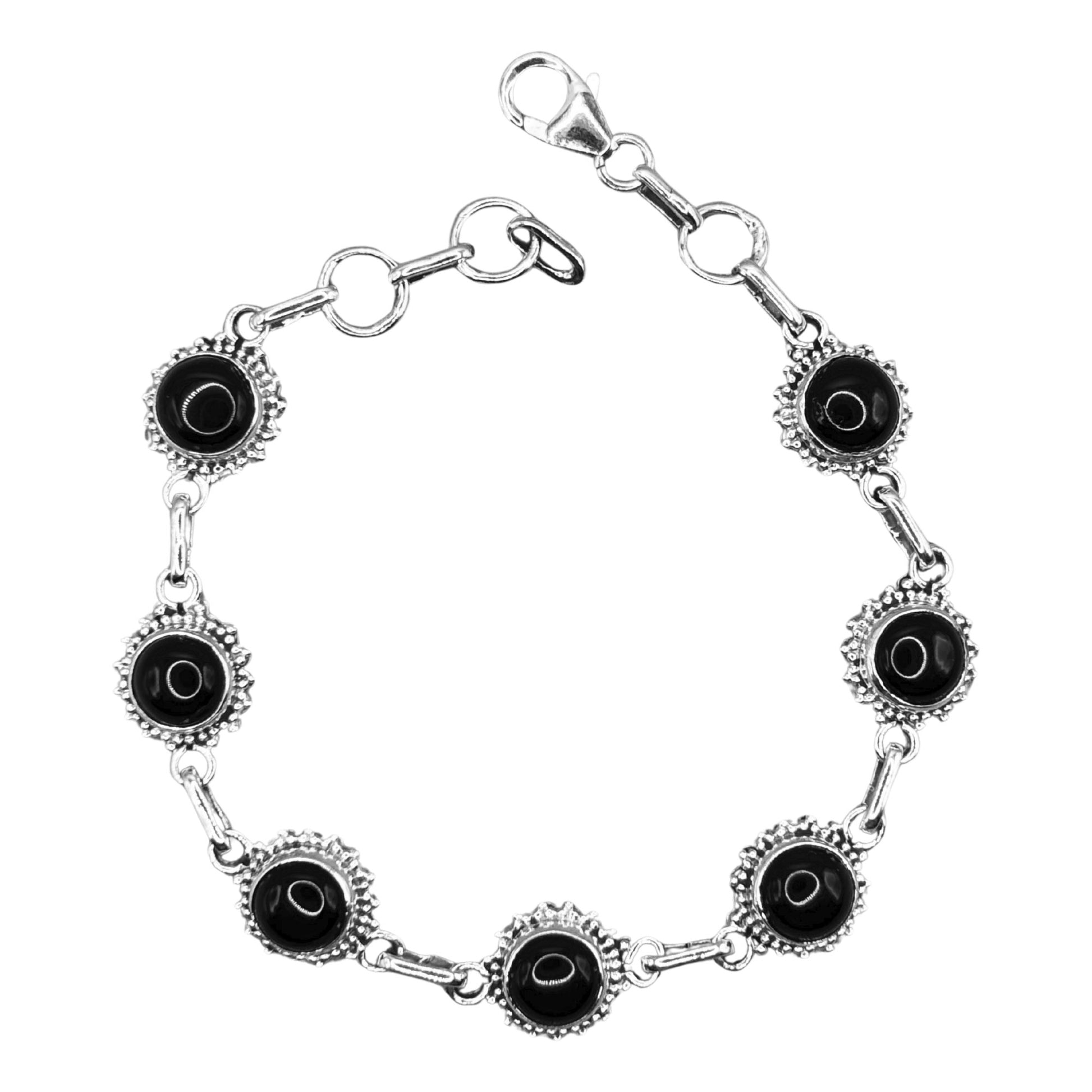 925 Sterling Silver Black Onyx Gemstone Bracelet - Gem Avenue Retail
