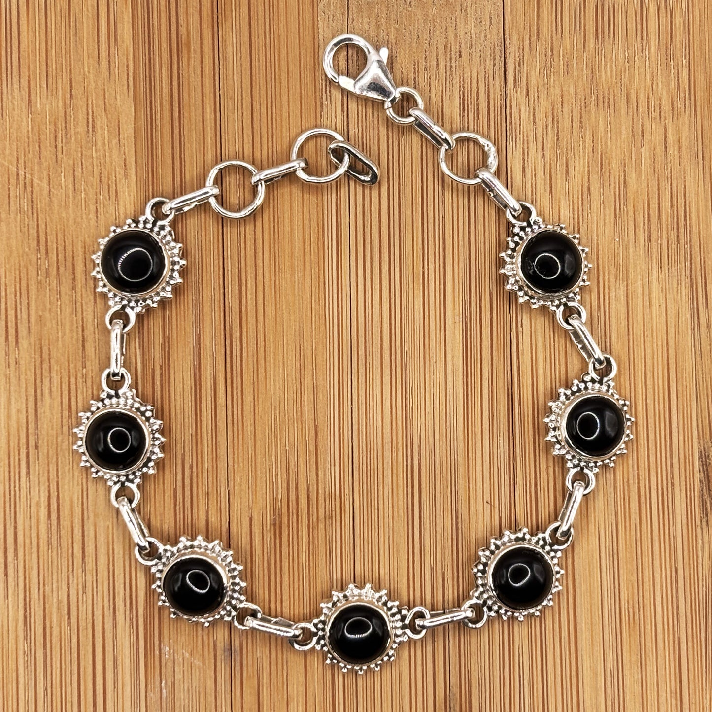 925 Sterling Silver Black Onyx Gemstone Bracelet - Gem Avenue Retail