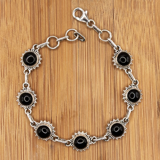 925 Sterling Silver Black Onyx Gemstone Bracelet - Gem Avenue Retail