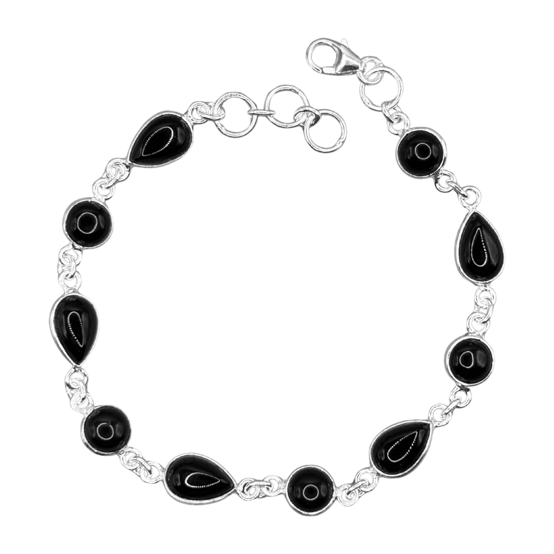 925 Sterling Silver Black Onyx Gemstone Bracelet - Gem Avenue Retail 