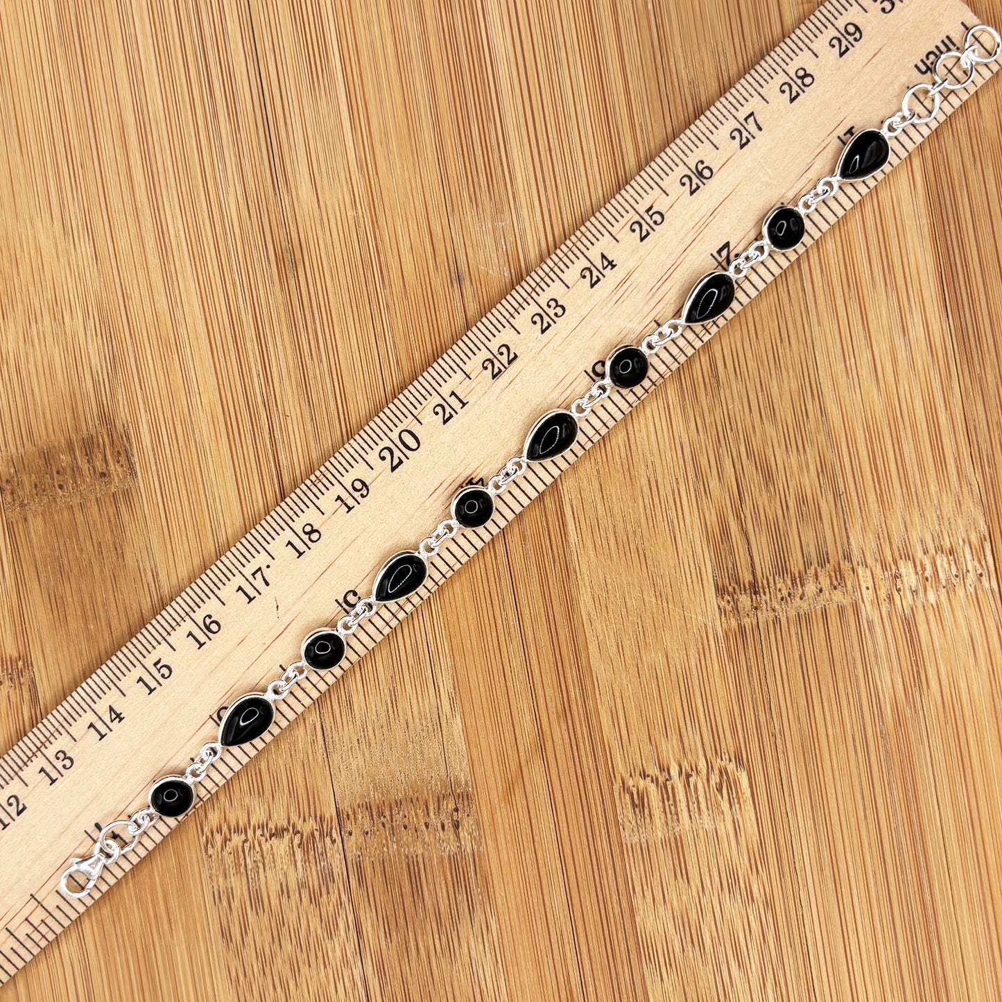 925 Sterling Silver Black Onyx Gemstone Bracelet - Gem Avenue Retail 