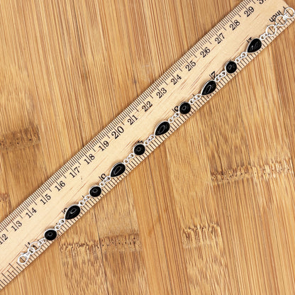 925 Sterling Silver Black Onyx Gemstone Bracelet - Gem Avenue Retail 
