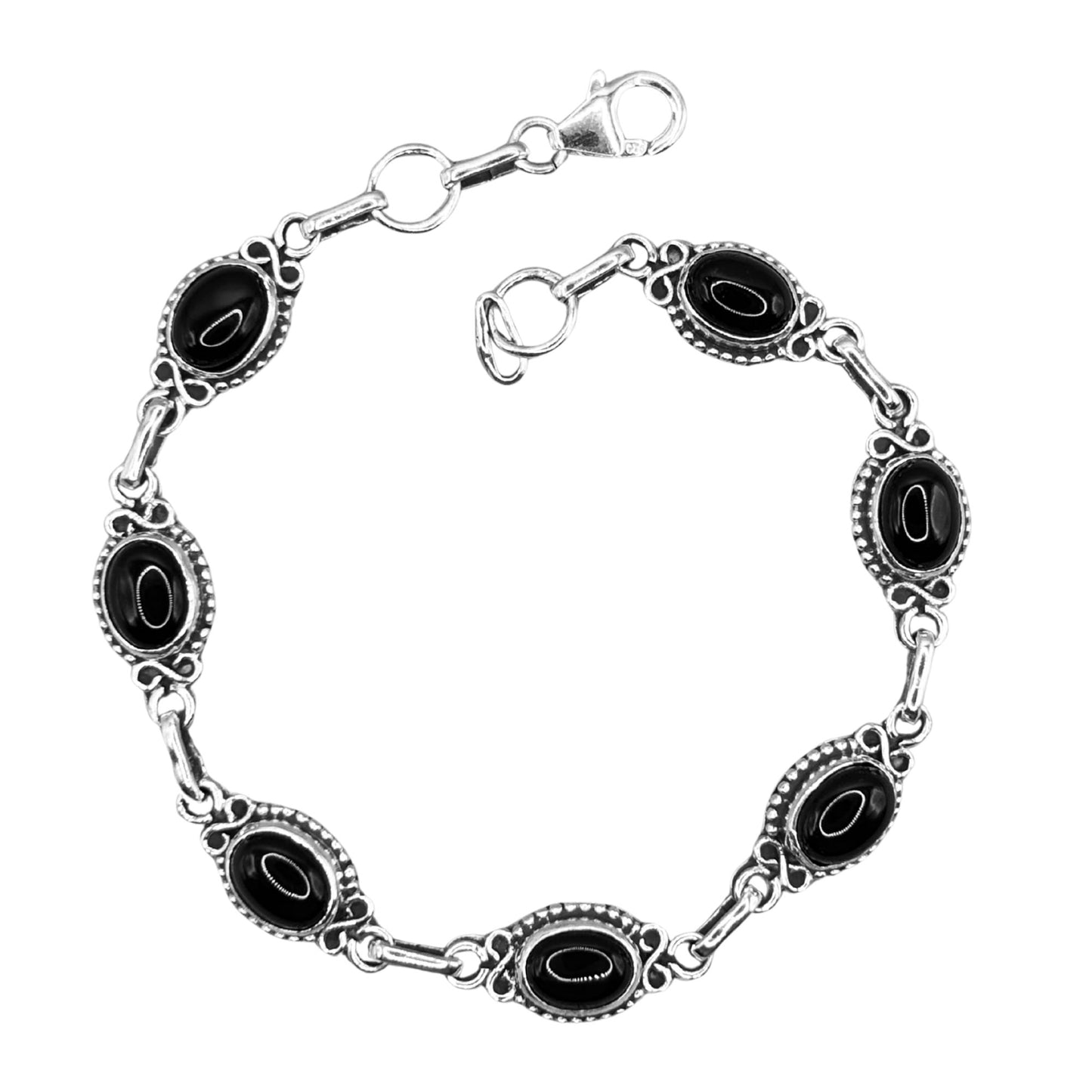 925 Sterling Silver Black Onyx Gemstone Bracelet - Gem Avenue Retail