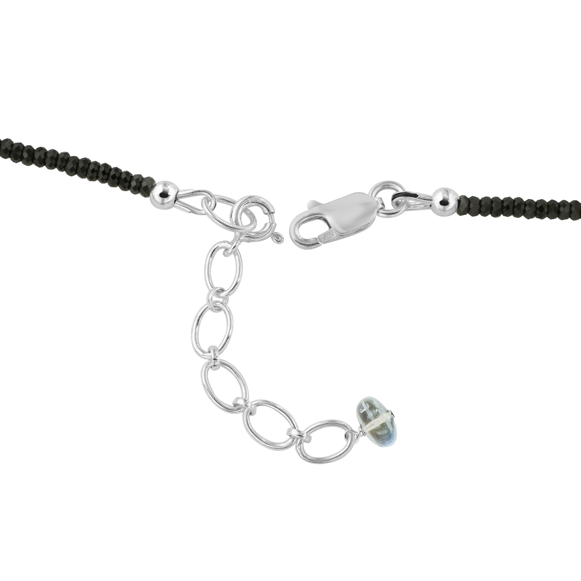 925 Sterling Silver Opal & Black Spinel Gemstone Necklace for Women - Gem Avenue